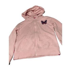 Falls Creek Girls Pink Long Sleeve Butterfly Graphic Full Zip Hoodie Size M 7/6
